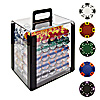 1000 14g Tri Color Ace/King Clay Poker Chips w/Acrylic Case